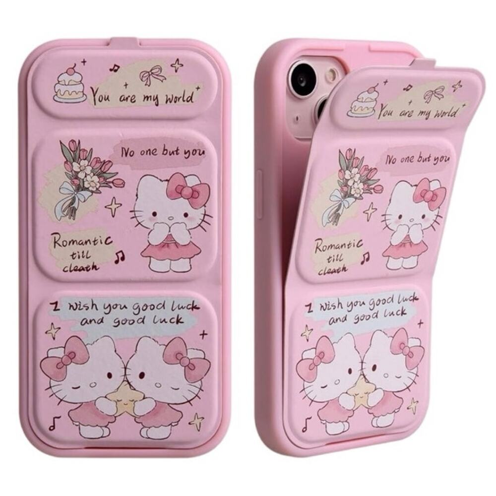 Cartoon Kitty for IPhone 15 Pro Max with stand and hidden compartment for cards
